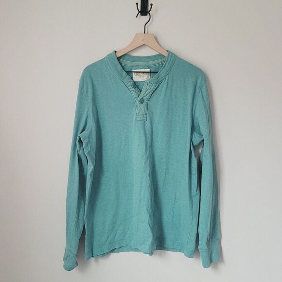Eddie Bauer Blue Green Henley Size Large - Picture 1 of 5